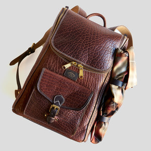 Coronado No.750 CEO Bison Leather Top-Zip Backpack - Walnut - Dudes Boutique