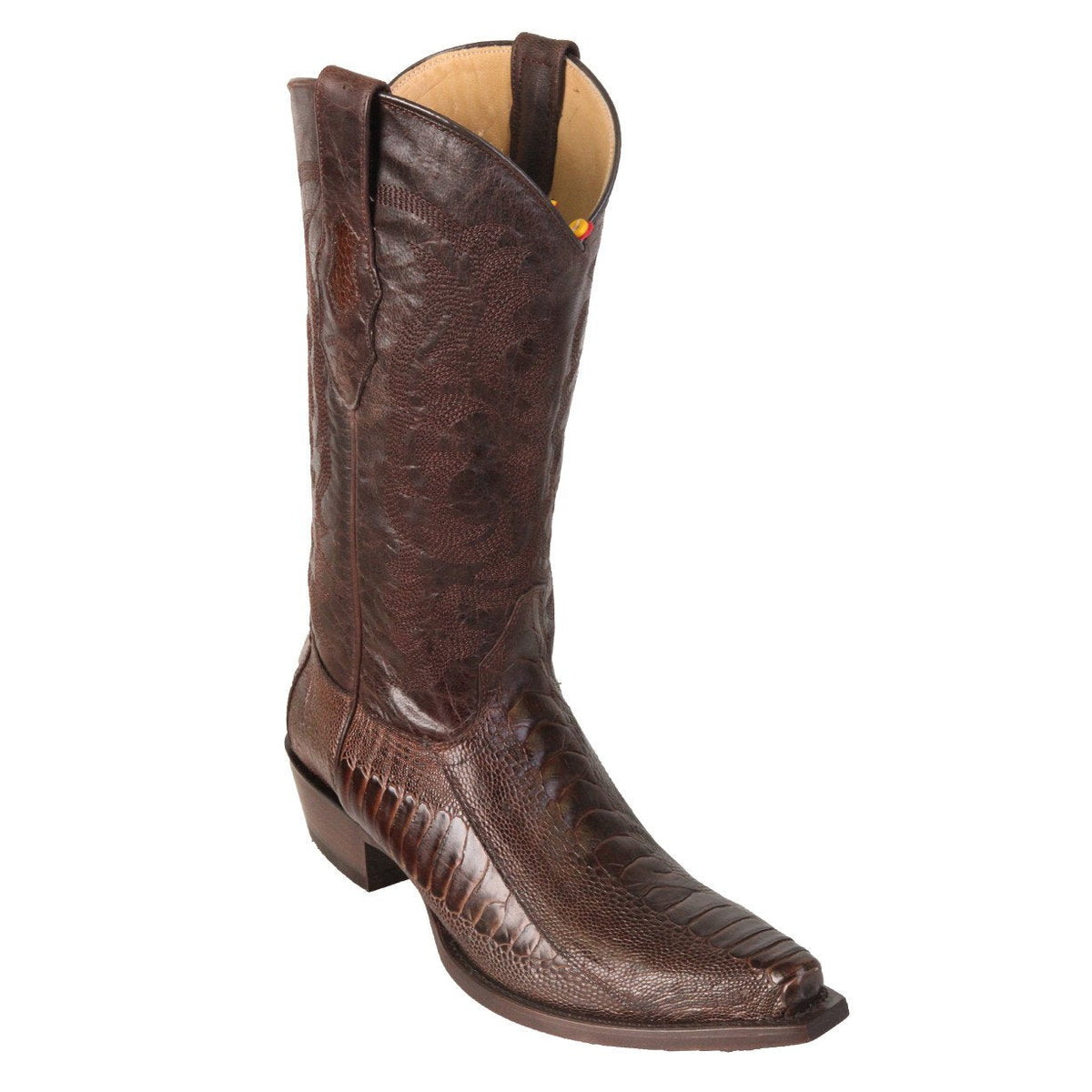 Los Altos Brown Ostrich Leg Snip Toe Cowboy Boots - Dudes Boutique