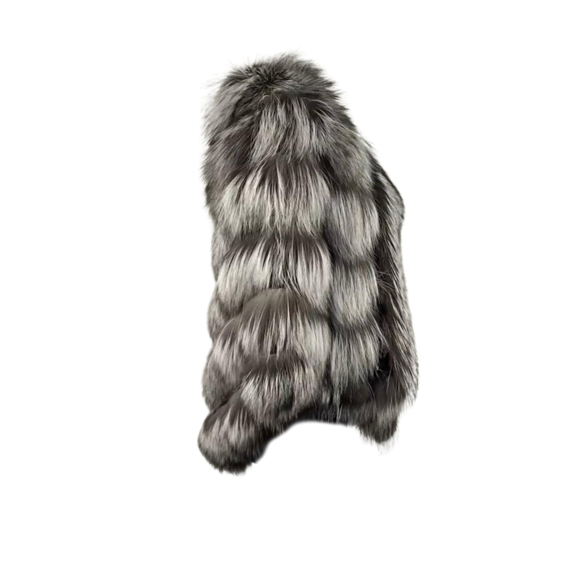 Kashani Ladies Silver Fox Fur Poncho - Dudes Boutique