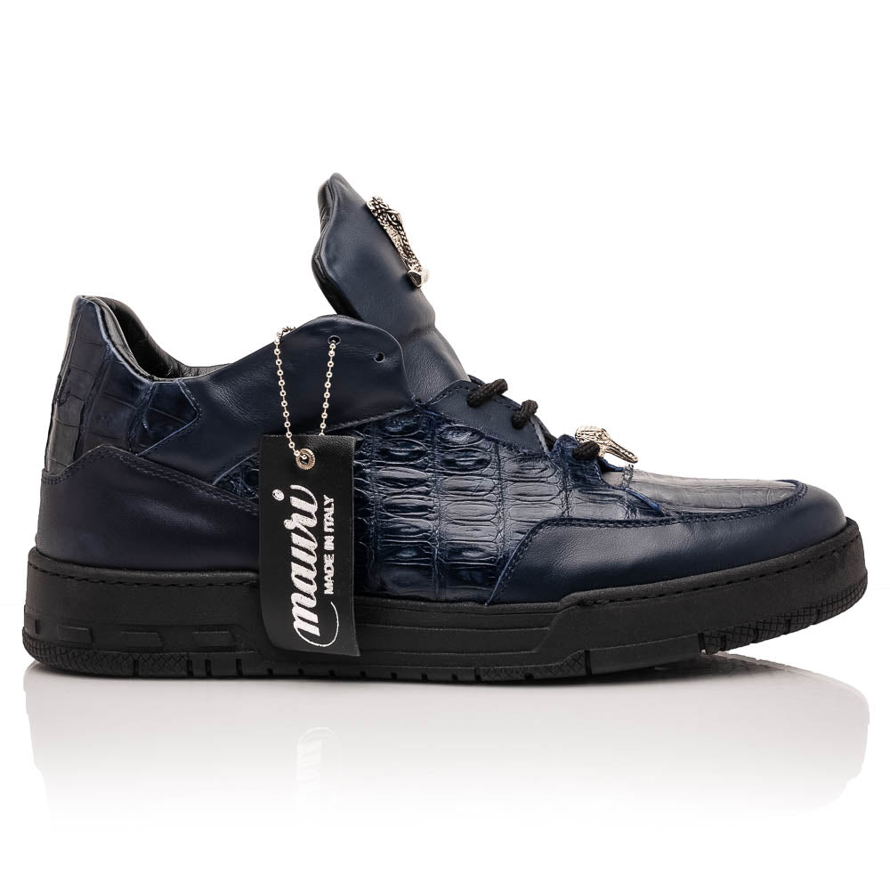 Mauri 8423 Wonder Blue Caiman Nappa Sneakers - Dudes Boutique
