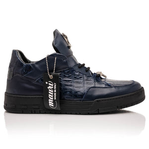 Mauri 8423 Wonder Blue Caiman Nappa Sneakers - Dudes Boutique
