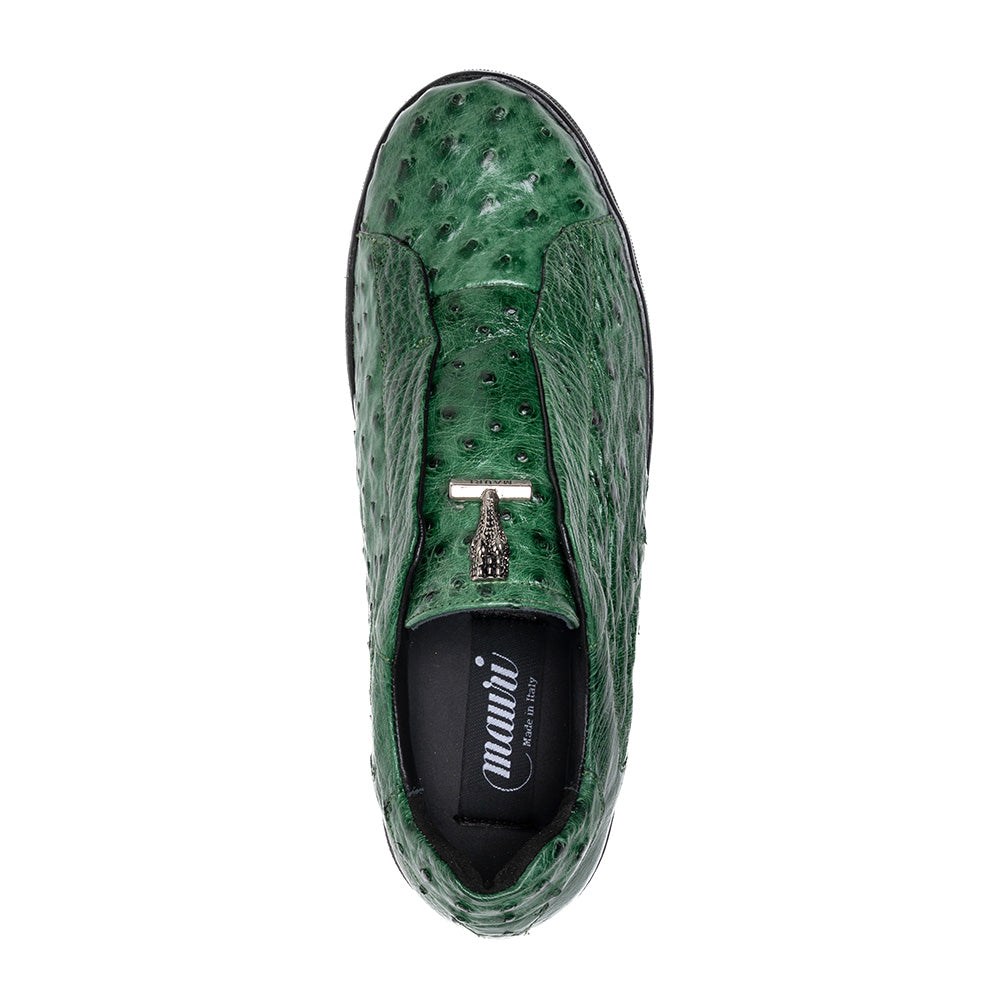 Mauri 8478/16 Hunter Green Ostrich Slip-On Sneakers