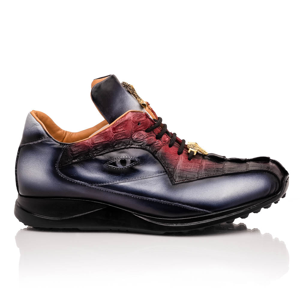 Mauri 8596/4 Acre Raindrops & Ruby Red Dirty Black Hornback / Nappa Sneakers - Dudes Boutique