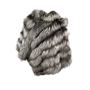 Kashani Ladies Silver Fox Fur Poncho - Dudes Boutique