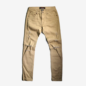 CopperRivet Khaki Denim Pants with Rips - Dudes Boutique
