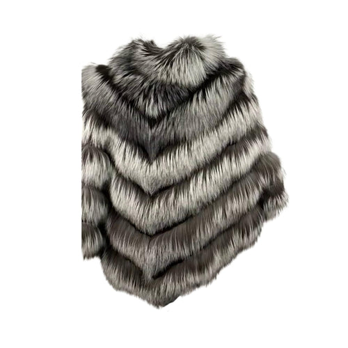 Temer Ladies Silver Fox Fur Poncho - Dudes Boutique