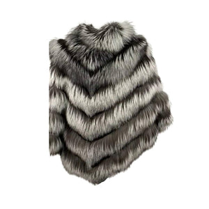 Kashani Ladies Silver Fox Fur Poncho - Dudes Boutique