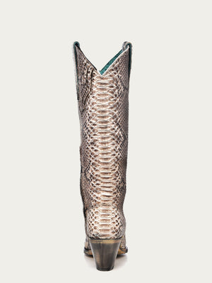 Corral Boots Women's Genuine Full Python Tall Top Snip Toe Cowboy Boot - Dudes Boutique