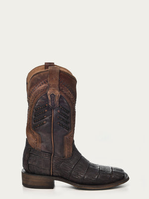 Corral Men's Oil Brown Embroidered Wide Square Toe Cowboy Boots - Dudes Boutique
