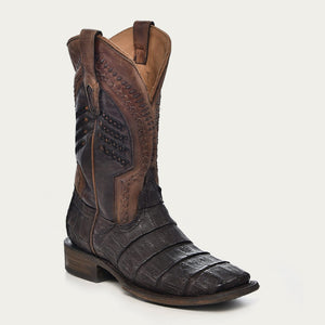 Corral Men's Oil Brown Embroidered Wide Square Toe Cowboy Boots - Dudes Boutique
