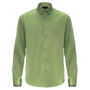 Barocco Luxe Satin Stretch Shirt FERN - Dudes Boutique