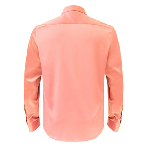 Barocco Luxe Satin Stretch Shirt PEACH - Dudes Boutique