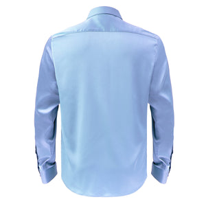 Barocco Luxe Satin Stretch Shirt SKY BLUE - Dudes Boutique