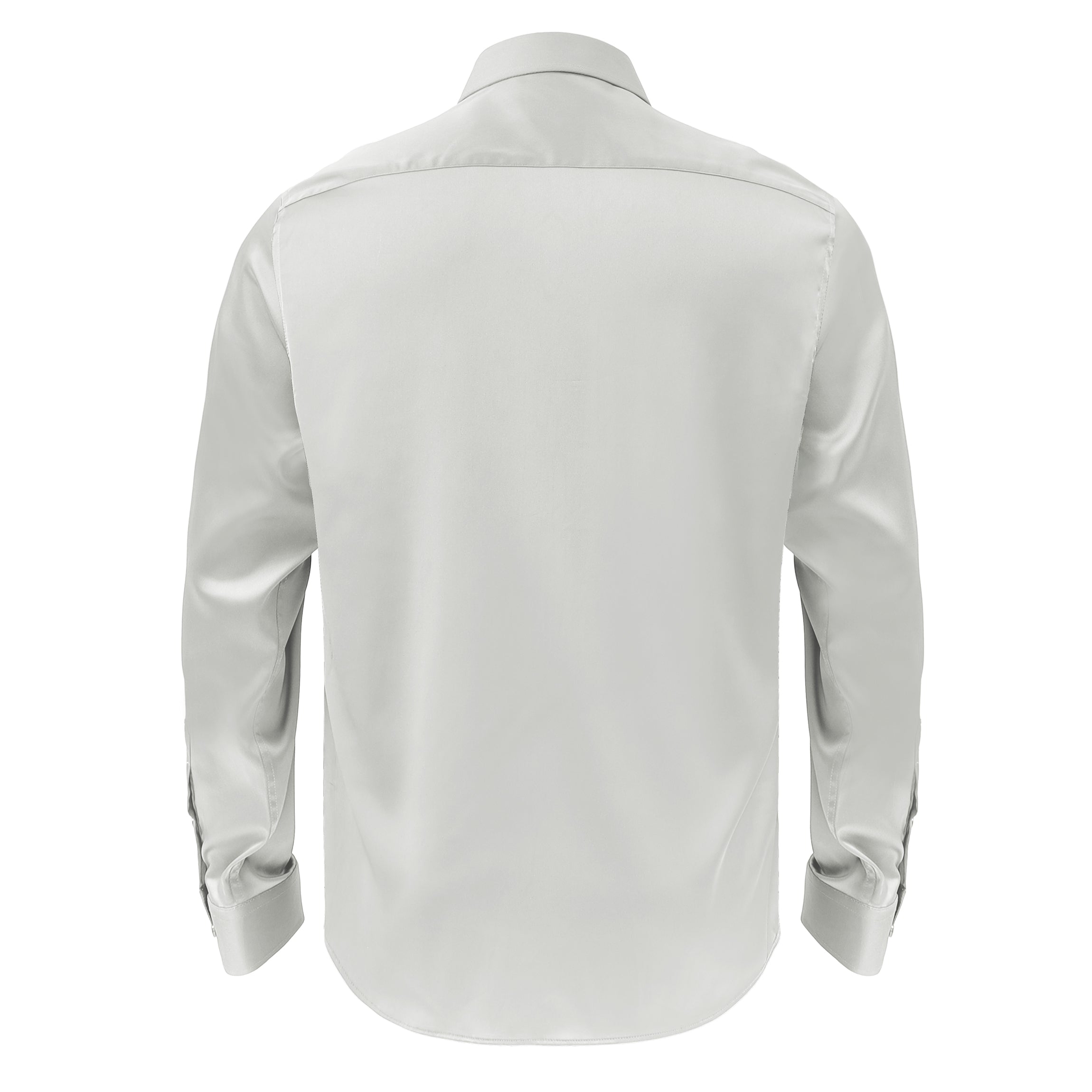 Barocco Luxe Satin Stretch Shirt SILVER - Dudes Boutique