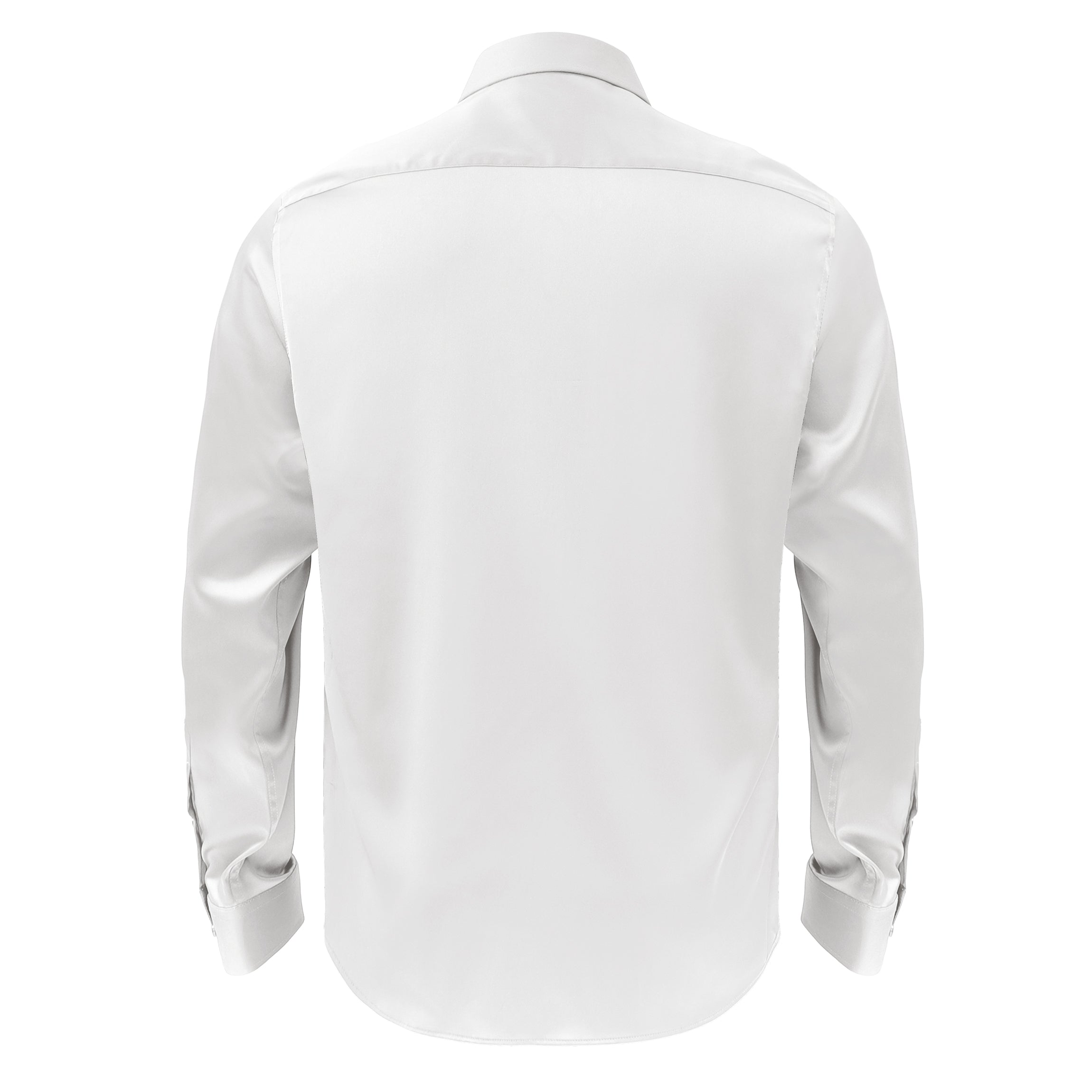 Barocco Luxe Satin Stretch Shirt WHITE - Dudes Boutique
