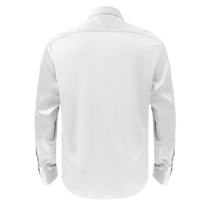 Barocco Luxe Satin Stretch Shirt WHITE - Dudes Boutique