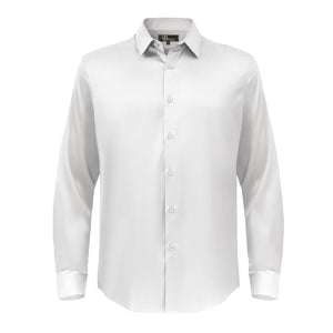 Barocco Luxe Satin Stretch Shirt WHITE - Dudes Boutique