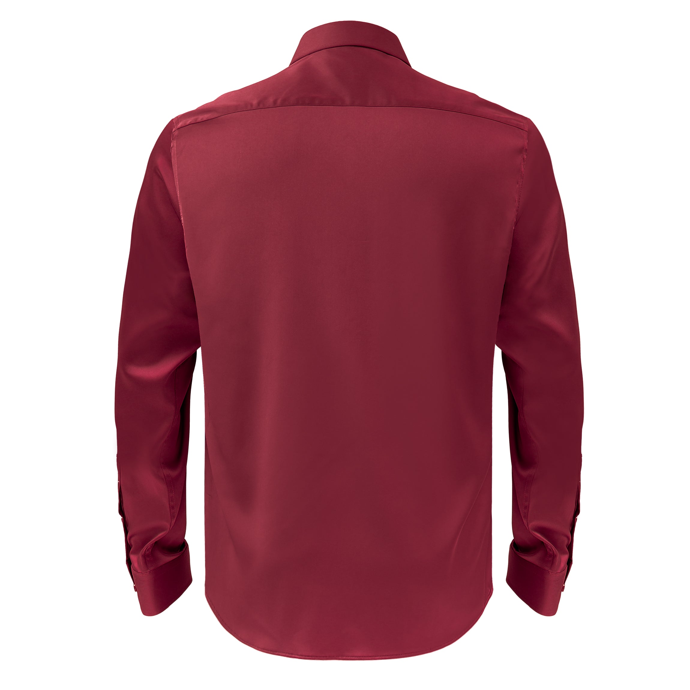Barocco Luxe Satin Stretch Shirt WINE - Dudes Boutique