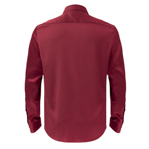 Barocco Luxe Satin Stretch Shirt WINE - Dudes Boutique