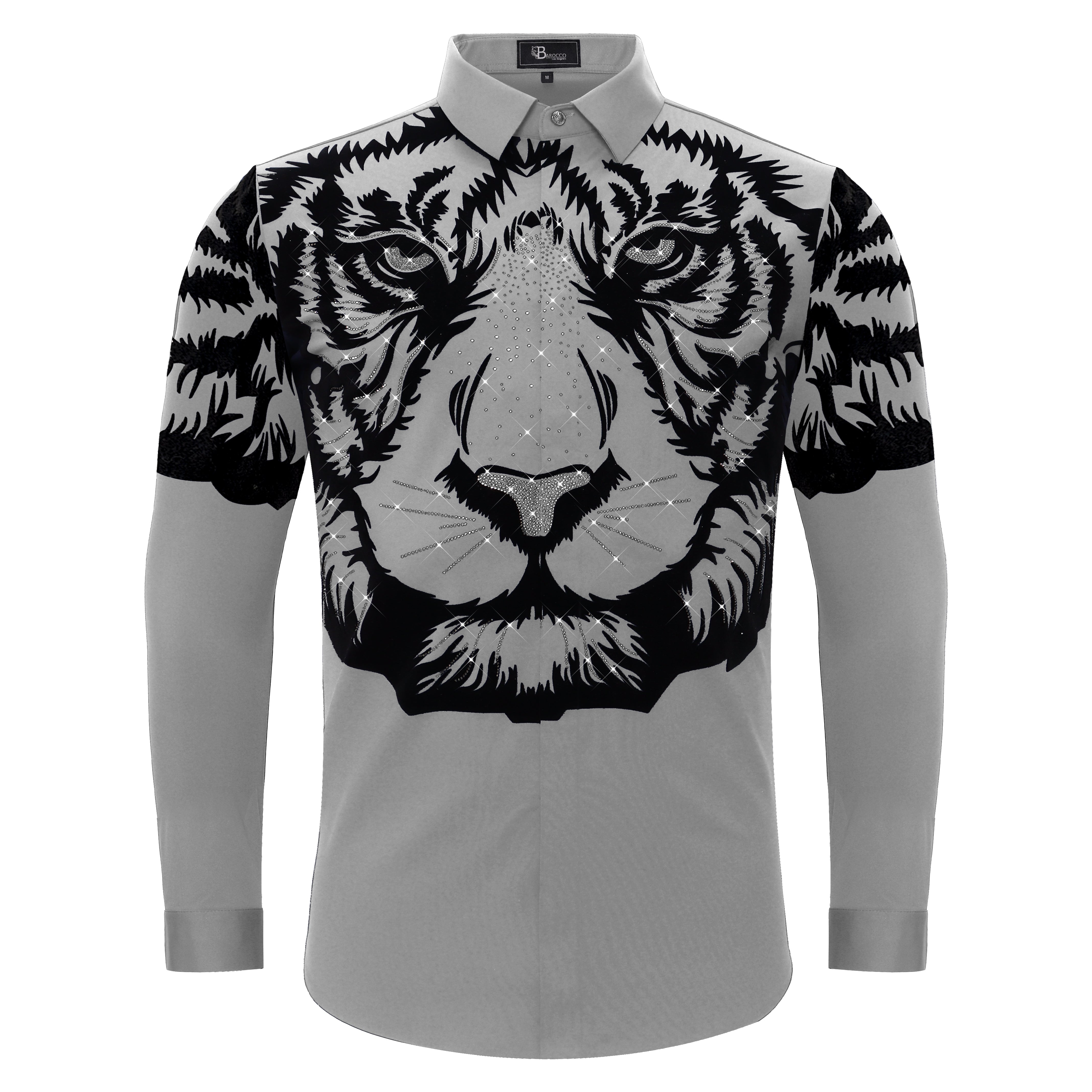 Tiger's Wrath Button-Up Shirt SILVER/GUN - Dudes Boutique