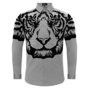 Tiger's Wrath Button-Up Shirt SILVER/GUN - Dudes Boutique