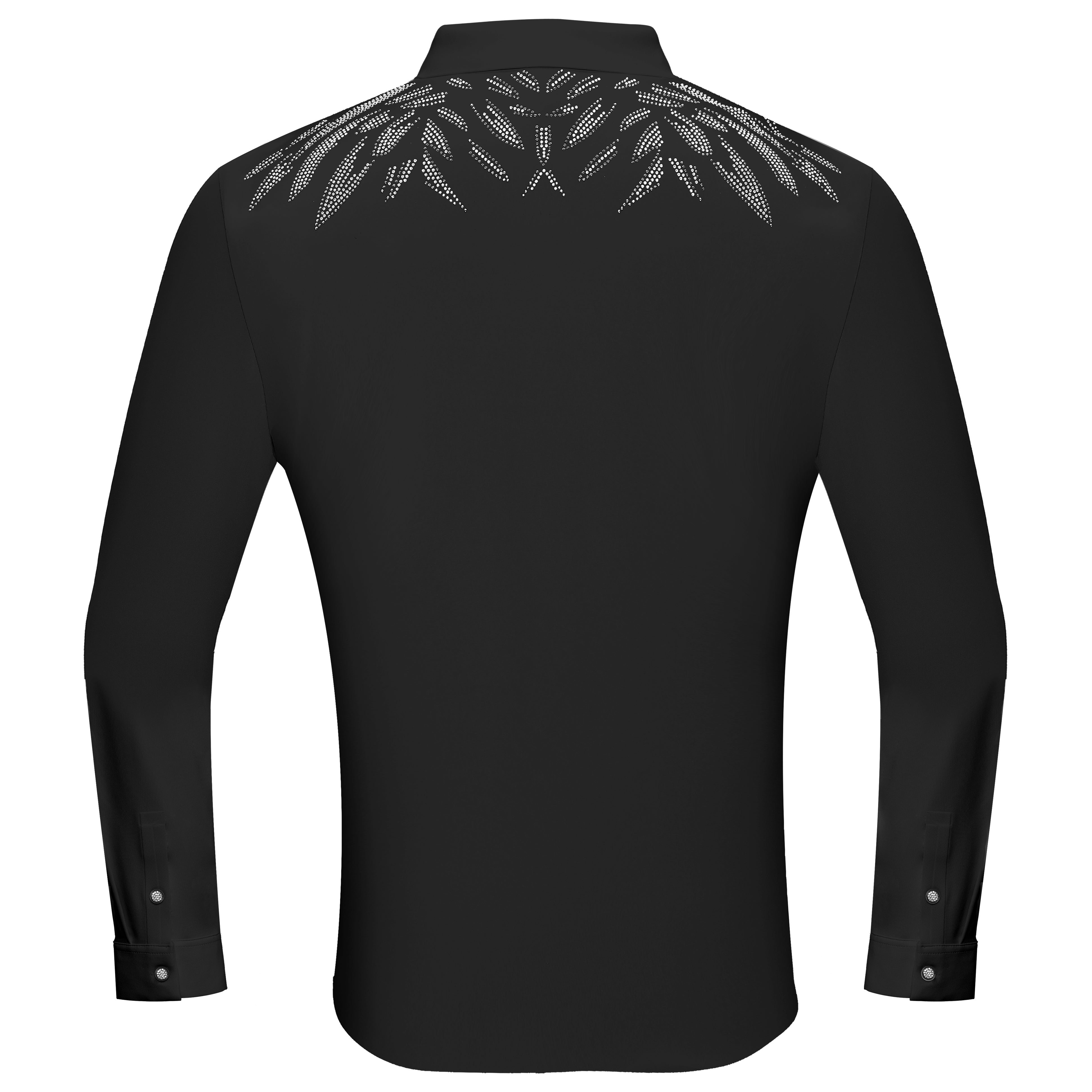 Heavenly Wings Button-Up Shirt BLACK/SILVER - Dudes Boutique