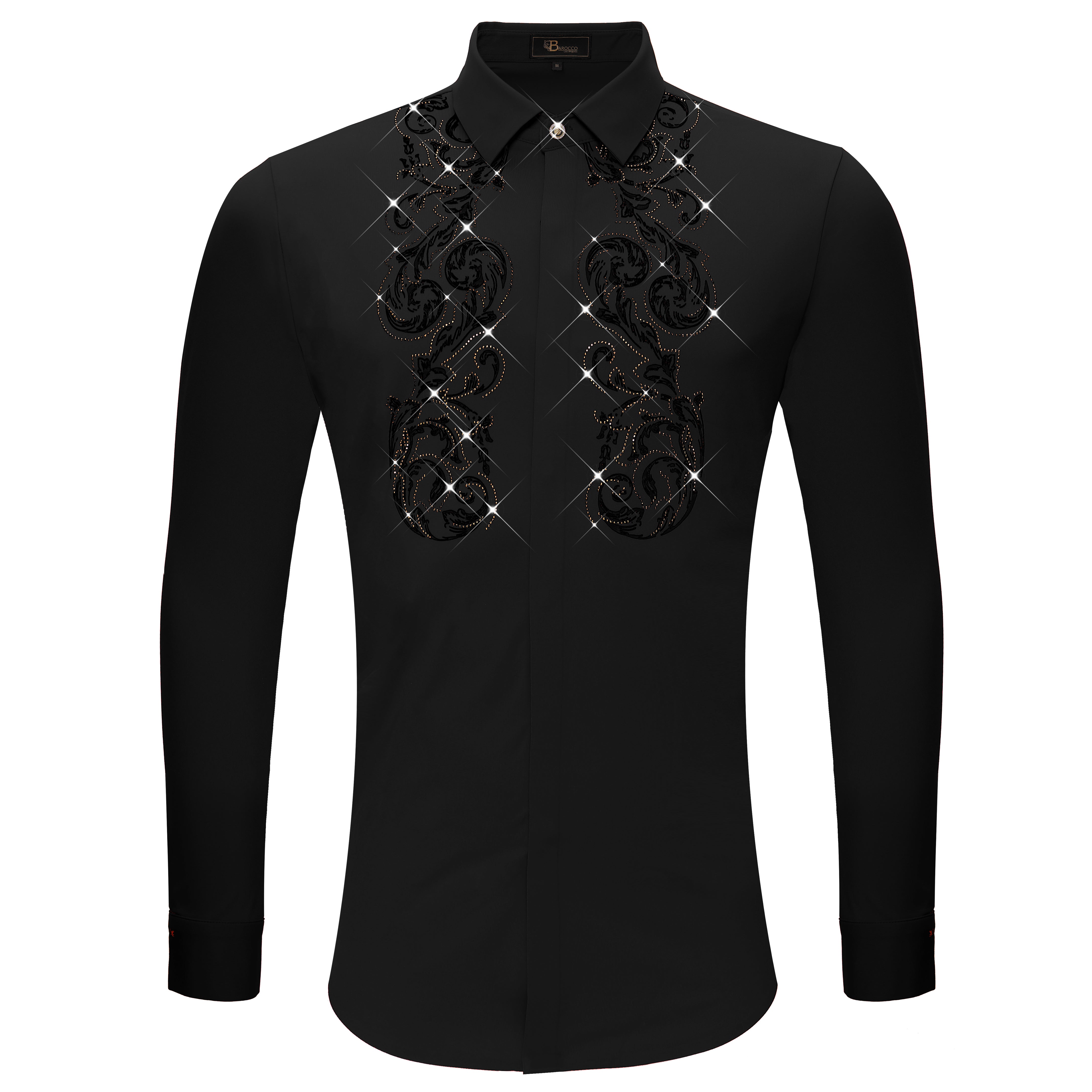 Climbing Heights Rhinestone Button-Up Shirt BLACK - Dudes Boutique