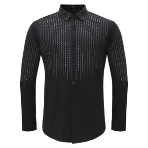 Crystal Classic Button-Up Shirt BLACK/GUN METAL - Dudes Boutique