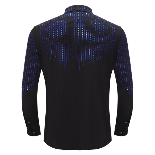 Crystal Classic Button-Up Shirt BLACK/ROYAL - Dudes Boutique