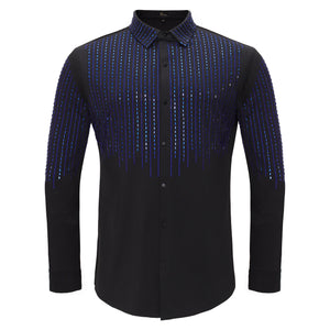 Crystal Classic Button-Up Shirt BLACK/ROYAL - Dudes Boutique