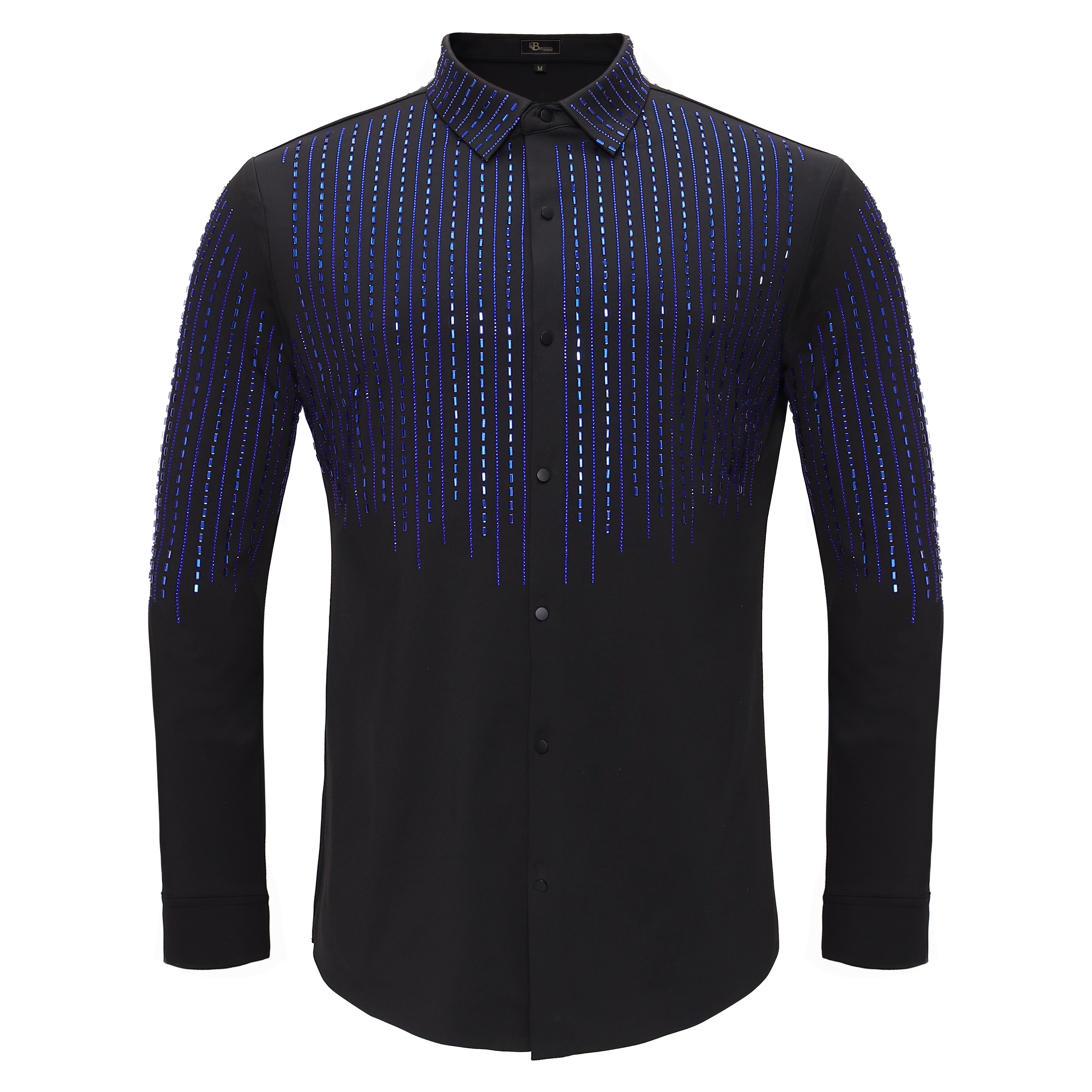 Crystal Classic Button-Up Shirt BLACK/ROYAL - Dudes Boutique