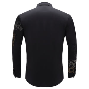 Floral Crystal Shirt-BLACK/GUN GOLD - Dudes Boutique