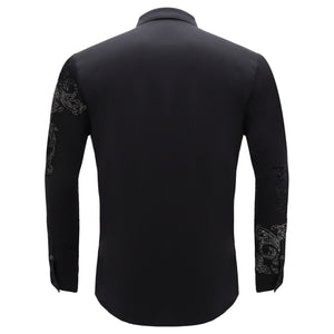 Floral Crystal Shirt BLACK/GUN SILVER - Dudes Boutique