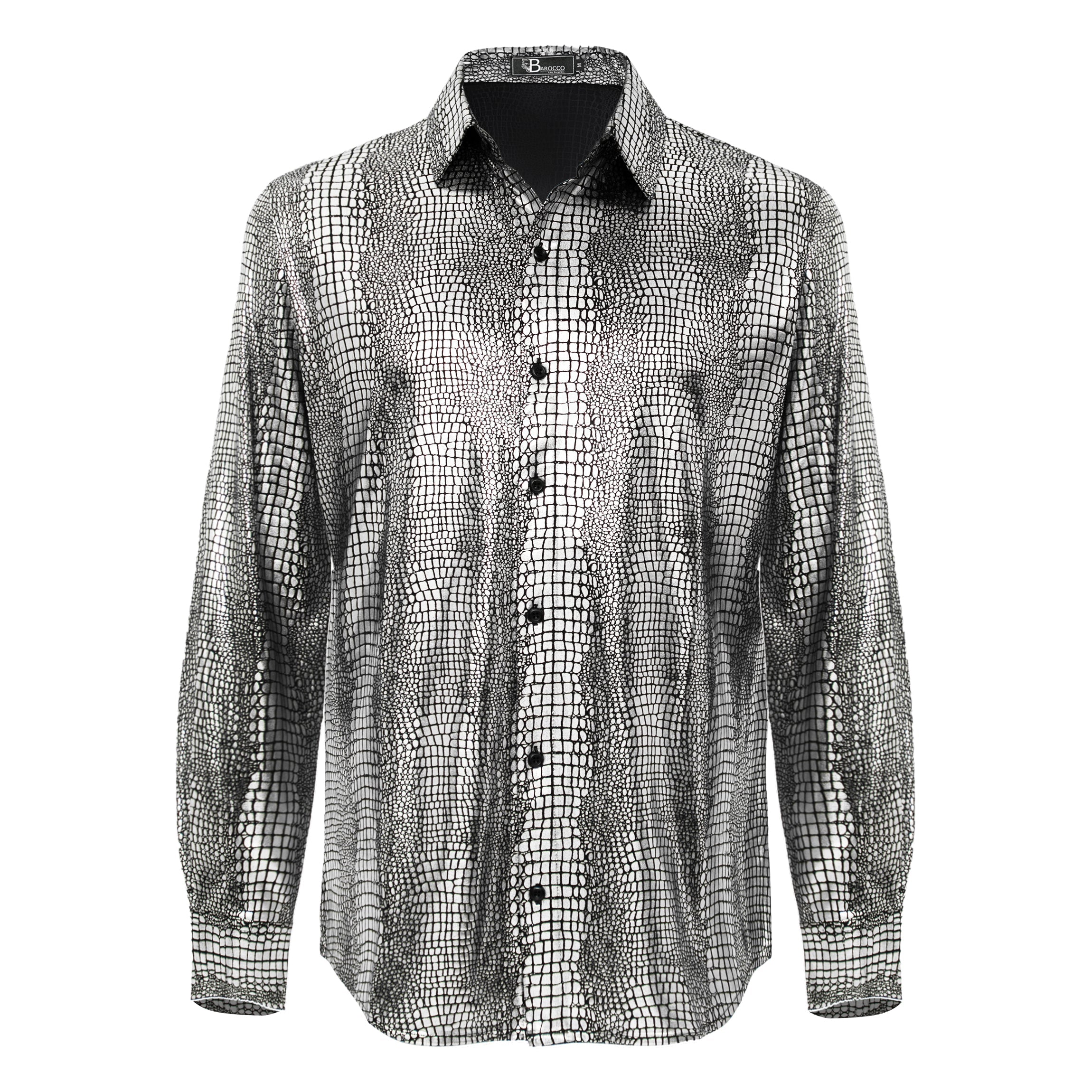 Bright Affluence Button-Up Shirt SILVER - Dudes Boutique