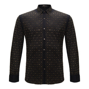 Sharp Armor Button-Up Shirt BLACK/GOLD - Dudes Boutique