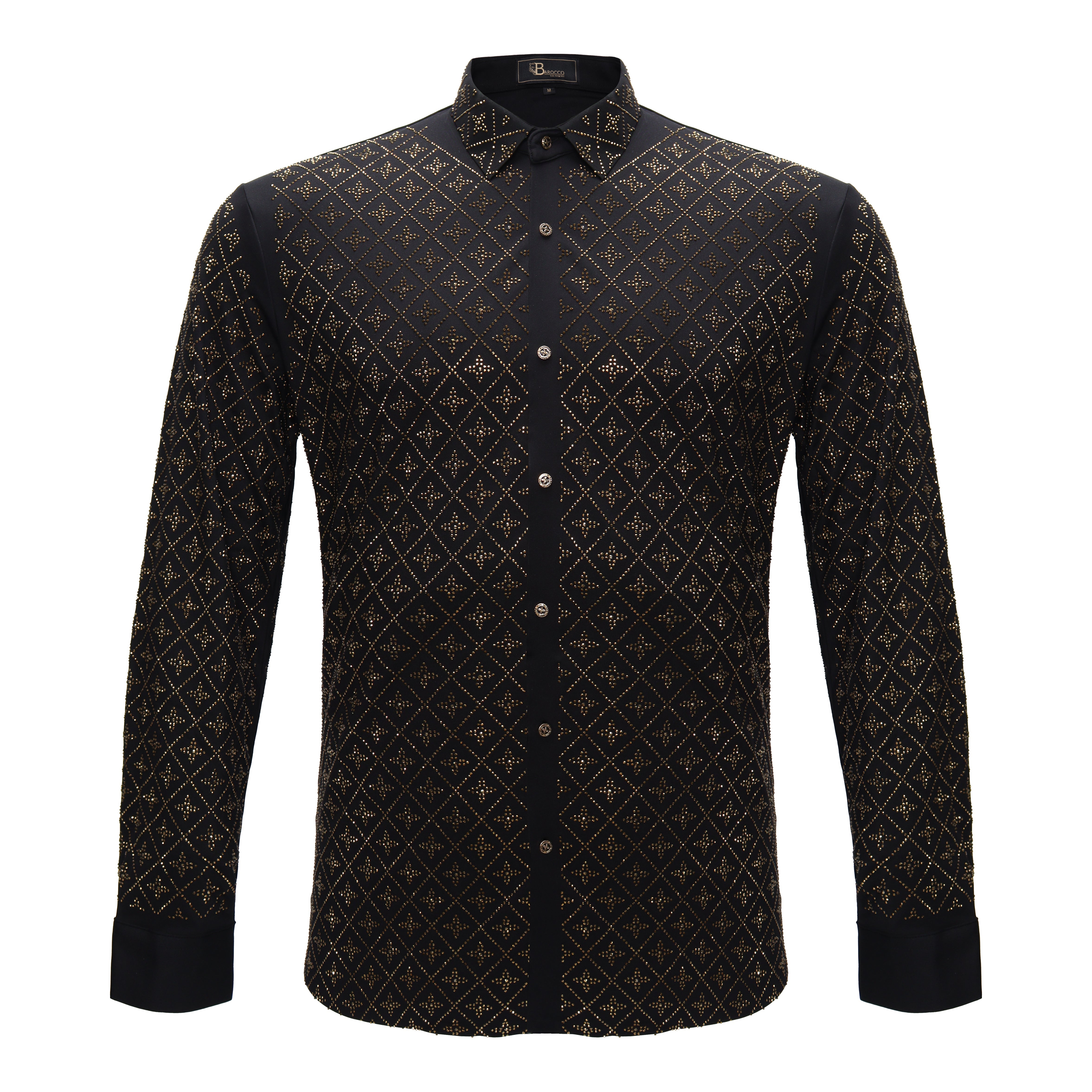 Sharp Armor Button-Up Shirt BLACK/GOLD - Dudes Boutique