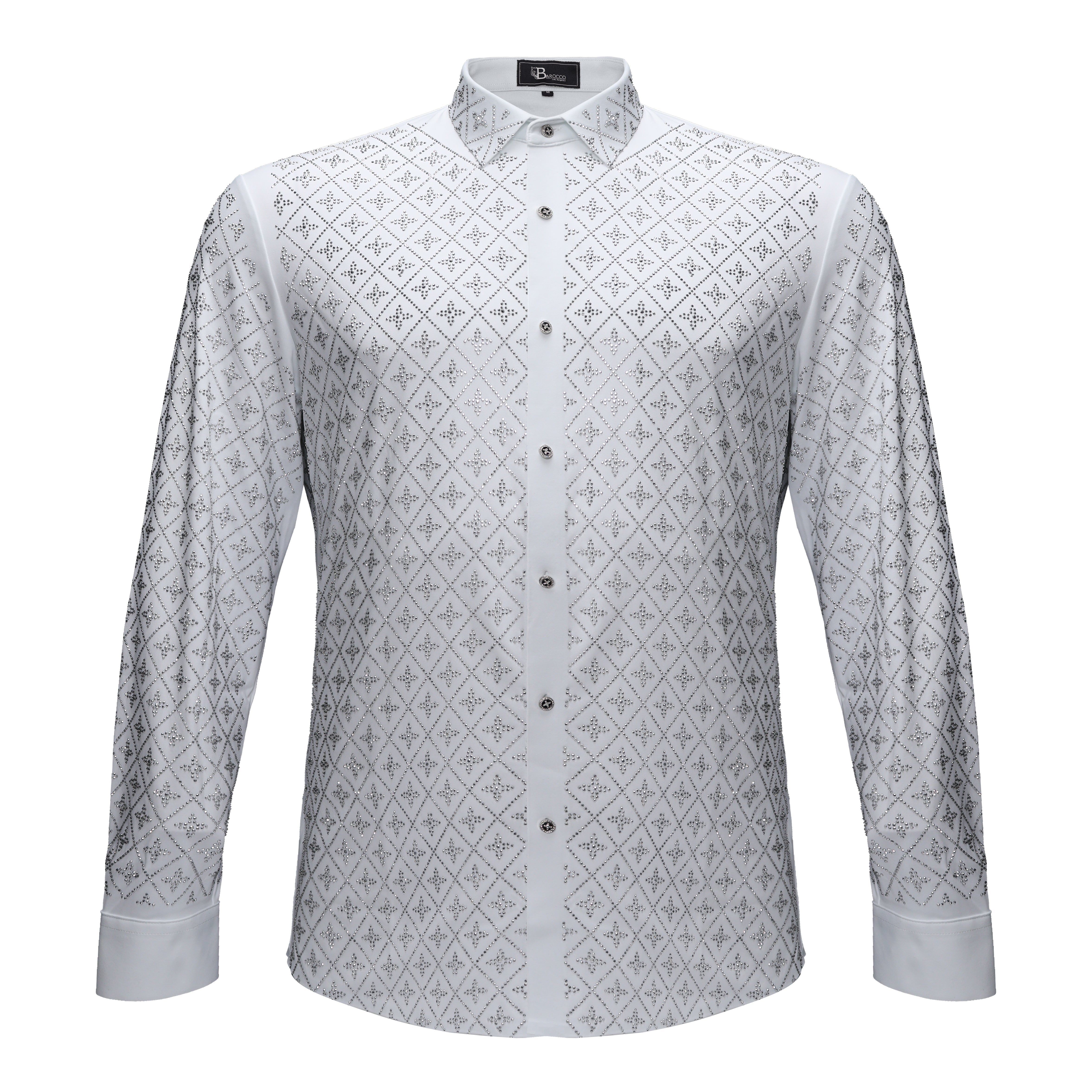 Sharp Armor Button-Up Shirt WHITE/SILVER - Dudes Boutique