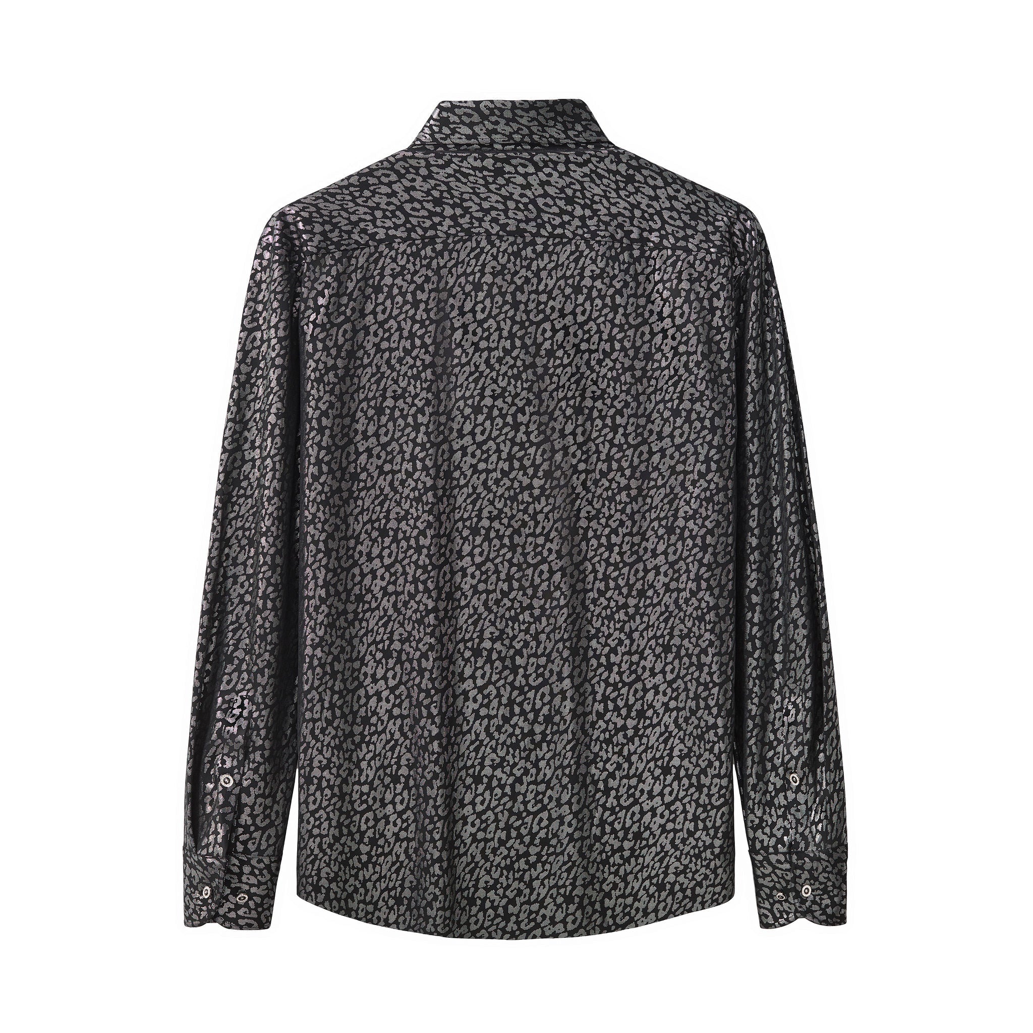 Tonal Leopard Jacquard Shirt BLACK
