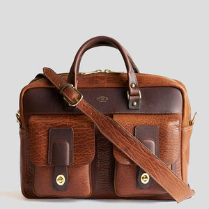 Coronado No. 200 CEO Bison Leather Briefcase - Walnut - Dudes Boutique