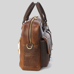 Coronado No. 200 CEO Bison Leather Briefcase - Walnut - Dudes Boutique