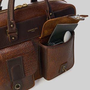 Coronado No. 200 CEO Bison Leather Briefcase - Walnut - Dudes Boutique