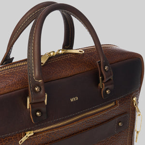 Coronado No. 200 CEO Bison Leather Briefcase - Walnut - Dudes Boutique
