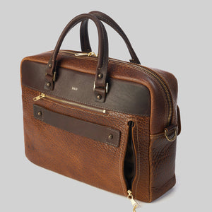 Coronado No. 200 CEO Bison Leather Briefcase - Walnut - Dudes Boutique