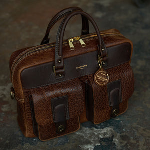 Coronado No. 200 CEO Bison Leather Briefcase - Walnut - Dudes Boutique