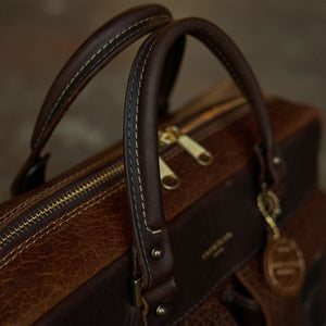 Coronado No. 200 CEO Bison Leather Briefcase - Walnut - Dudes Boutique
