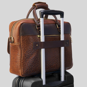 Coronado No. 200 CEO Bison Leather Briefcase - Walnut - Dudes Boutique