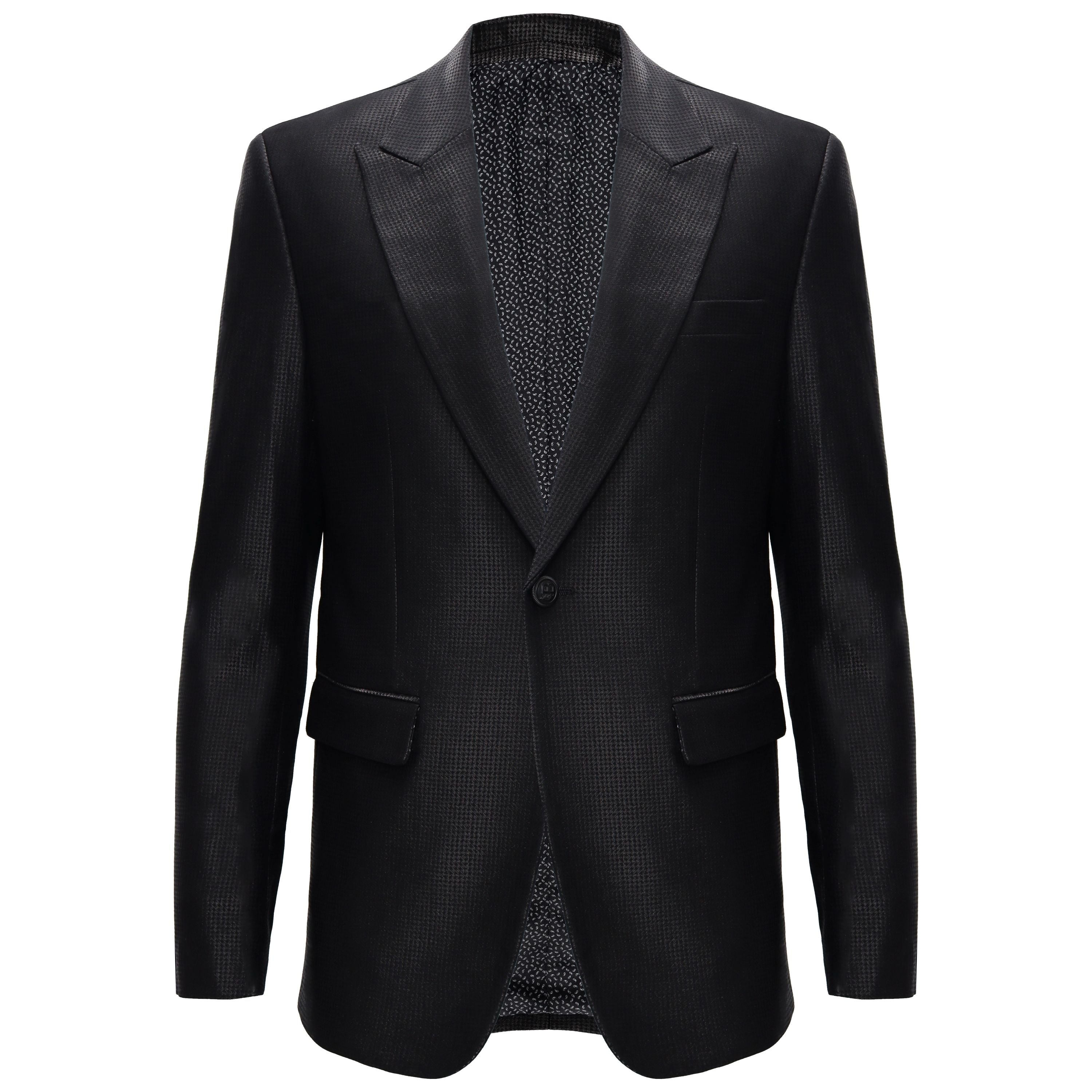 Menās Elegant Black Textured Blazer BLACK - Dudes Boutique
