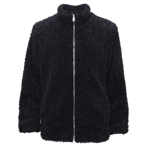Teddy Luxe Fleece Zip-Up Jacket BLACK - Dudes Boutique