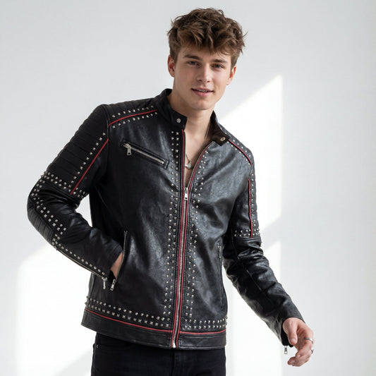 Urban Glimmer PU Leather Moto Jacket BLACK