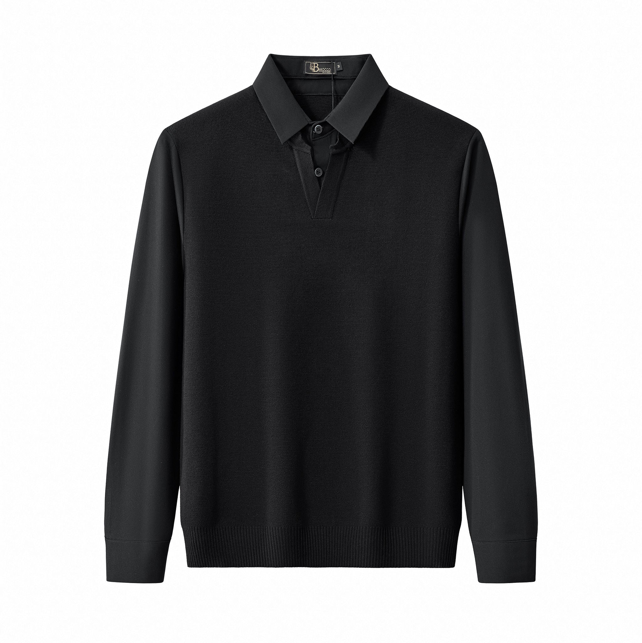 Lustre Knit LS Polo BLACK/BLACK